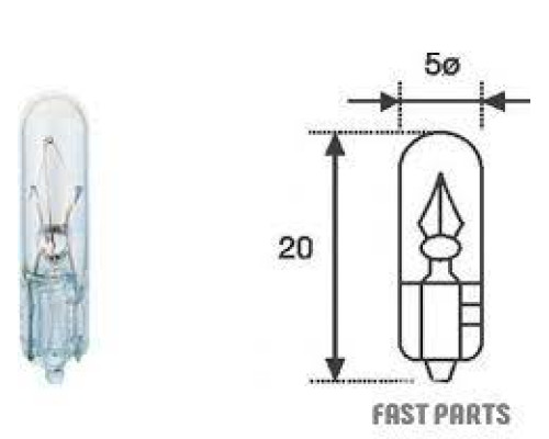 АВТОЛАМПА T5 12V 1.2W W2x4.6d Стандарт 003721100000