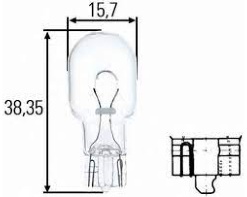 АВТОЛАМПА W16W 12V 16W W2.1x9.5d (без цоколя)  002052700000