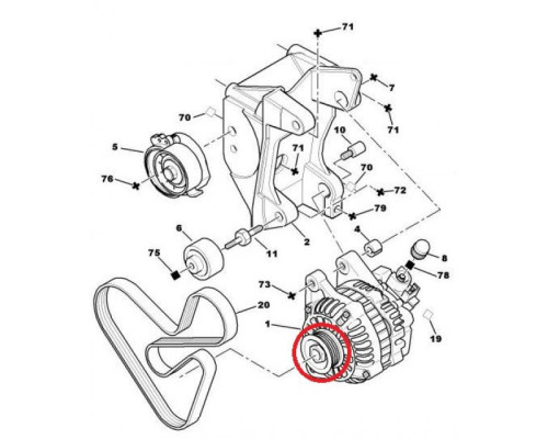 ШКИВ ГЕНЕРАТОРА BERLINGO/SCUDO270 1.6/2.0HDI MC6016