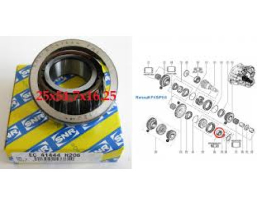 ПОДШИПНИК ПРОМ. ВАЛА ЗАД. MASTER/TRAFIC 2.5CDI 25X51.7X16.25 EC41444H206