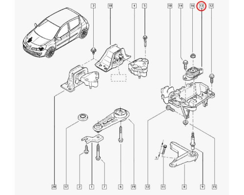 ПОДУШКА ДВИГАТЕЛЯ ЛЕВАЯ KANGOO 1.5DCI 08- MC4624