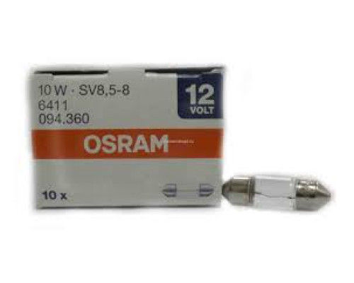 ЛАМПОЧКА 12V C10W (пальчик) 41mm 6411